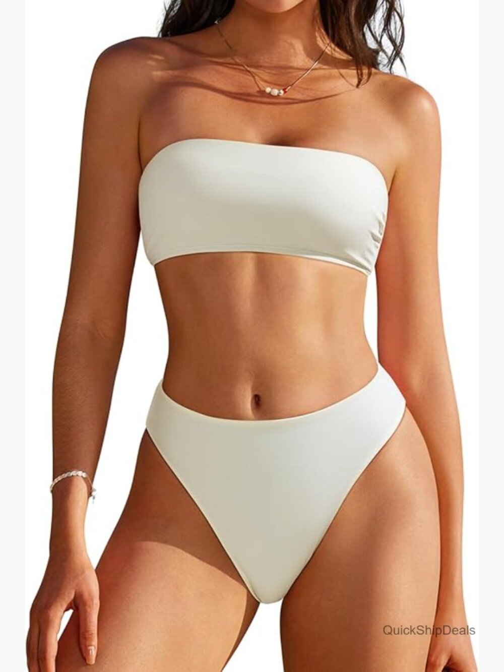 Sexy High Waisted Bikini Set 2 Piece Bandeau Bathing Suit Cheeky